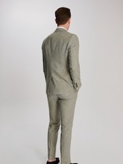 Harry Brown Green Giacomo Slim Fit Cotton Linen Suit Jacket - Image 3 of 13