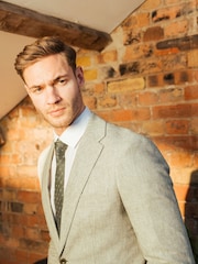 Harry Brown Green Giacomo Slim Fit Cotton Linen Suit Jacket - Image 5 of 13