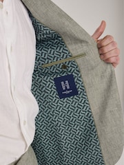 Harry Brown Green Giacomo Slim Fit Cotton Linen Suit Jacket - Image 9 of 13