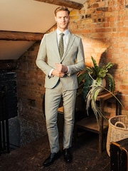 Harry Brown Green Giacomo Slim Fit Cotton Linen Suit Jacket - Image 10 of 13