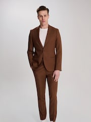 Harry Brown Brown Sandro Slim Fit Linen Look Suit Jacket - Image 1 of 12