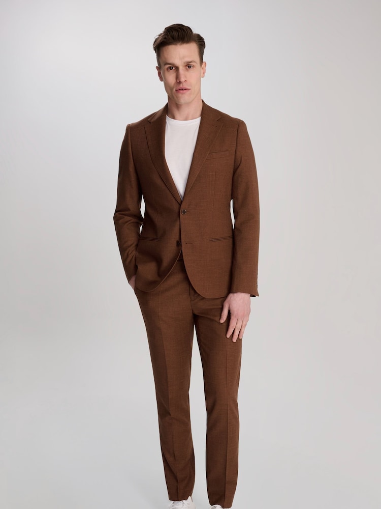 Harry Brown Brown Sandro Slim Fit Linen Look Suit Jacket - Image 1 of 12