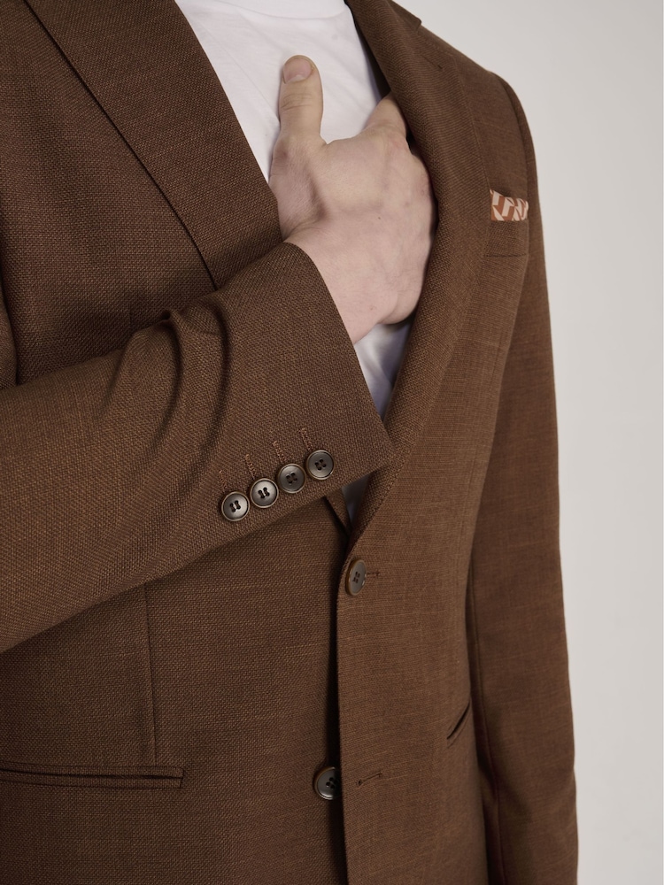 Harry Brown Brown Sandro Slim Fit Linen Look Suit Jacket - Image 4 of 12