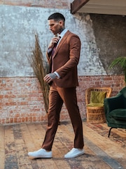 Harry Brown Brown Sandro Slim Fit Linen Look Suit Jacket - Image 6 of 12