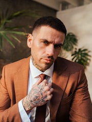 Harry Brown Brown Sandro Slim Fit Linen Look Suit Jacket - Image 7 of 12