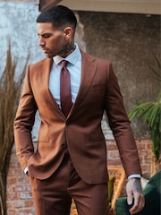Harry Brown Brown Sandro Slim Fit Linen Look Suit Jacket - Image 9 of 12