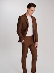 Harry Brown Brown Sandro Slim Fit Linen Look Suit Jacket - Image 10 of 12