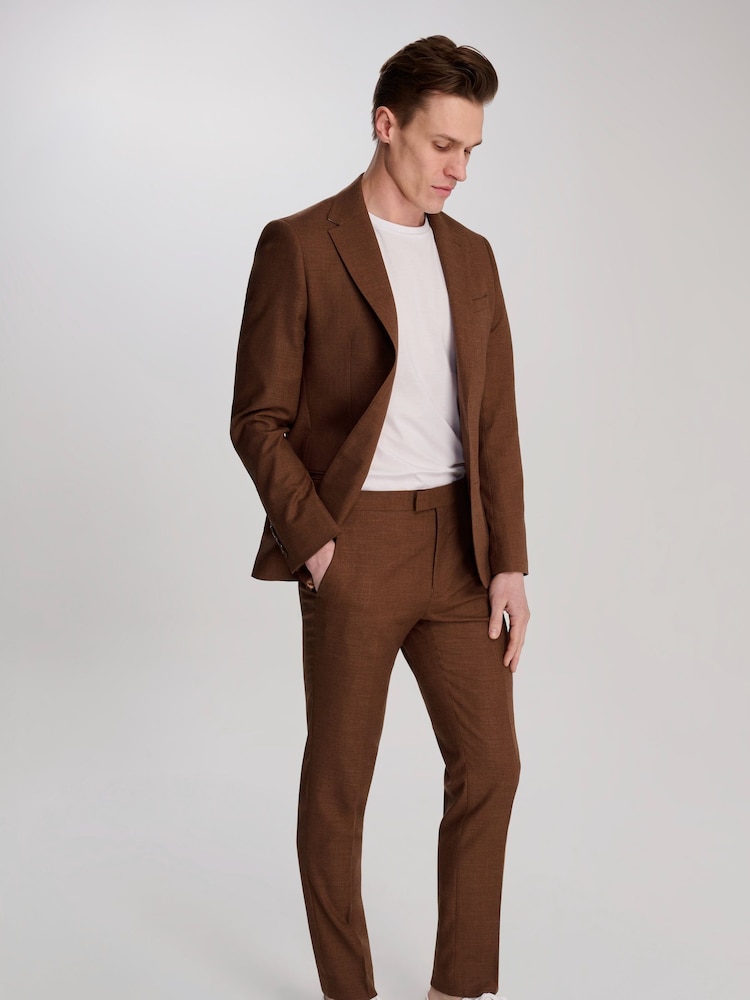 Harry Brown Brown Sandro Slim Fit Linen Look Suit Jacket - Image 10 of 12