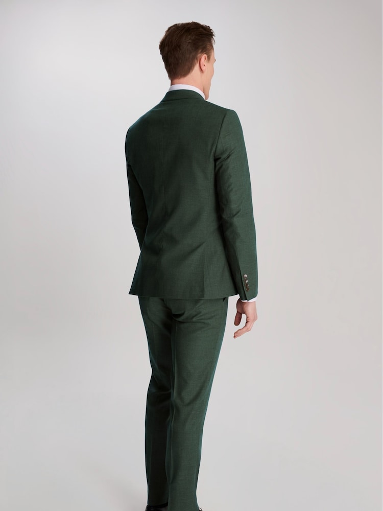 Harry Brown Green Sandro Linen Look Double Breasted Suit Jacket - Image 2 of 7