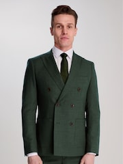 Harry Brown Green Sandro Linen Look Double Breasted Suit Jacket - Image 7 of 7