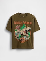 Gap Khaki Green Heavyweight Jurassic Park Graphic Short Sleeve T-Shirt (4-13yrs) - Image 1 of 2