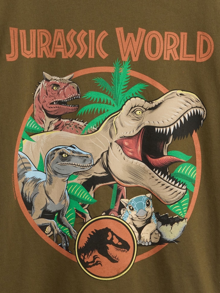 Gap Khaki Green Heavyweight Jurassic Park Graphic Short Sleeve T-Shirt (4-13yrs) - Image 2 of 2