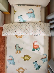 Cream Dinosaur Supersoft Brushed Cotton Duvet Cover and Pillowcase Set - Image 2 of 7