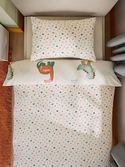 Cream Dinosaur Supersoft Brushed Cotton Duvet Cover and Pillowcase Set - Image 3 of 7