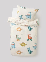 Cream Dinosaur Supersoft Brushed Cotton Duvet Cover and Pillowcase Set - Image 5 of 7