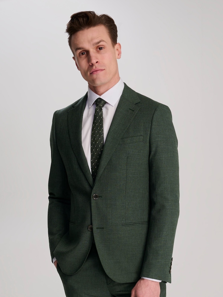 Harry Brown Green Sandro Slim Fit Linen Look Suit Jacket - Image 12 of 12