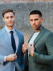 Harry Brown Green Sandro Slim Fit Linen Look Suit Jacket - Image 7 of 12