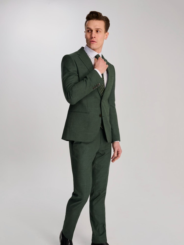 Harry Brown Green Sandro Slim Fit Linen Look Suit Jacket - Image 10 of 12