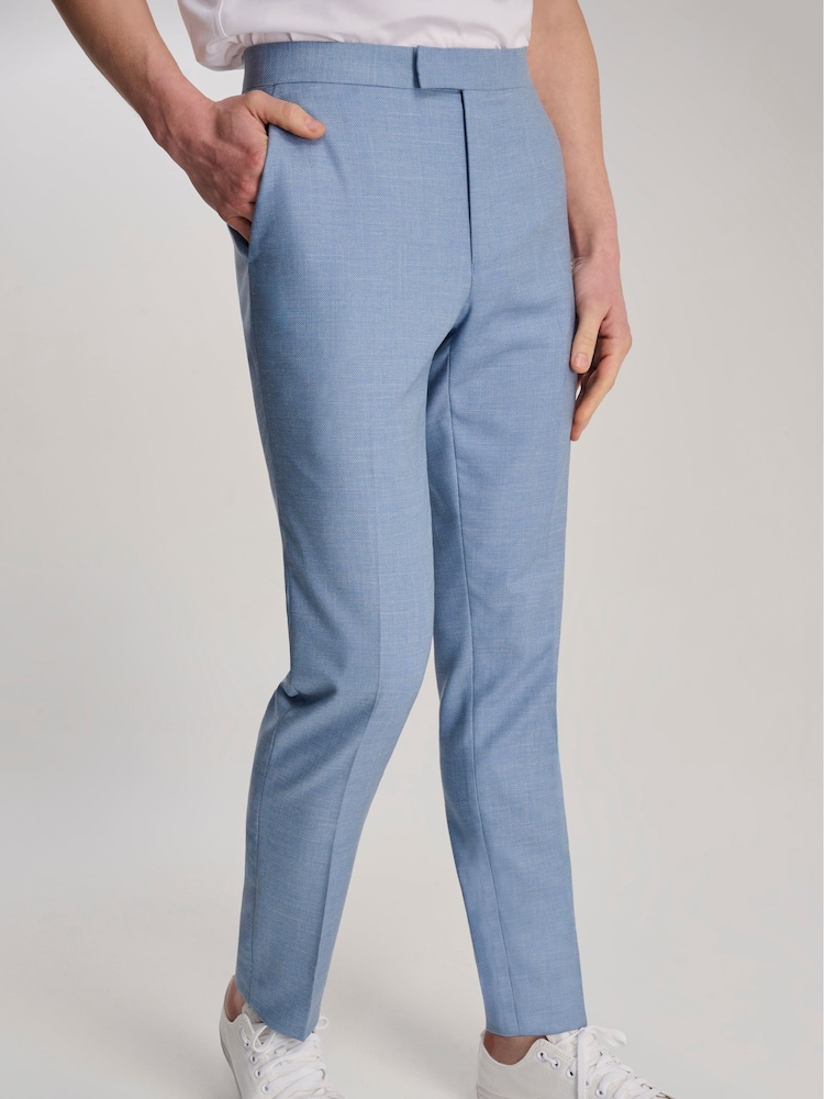 Harry Brown Blue Sandro Slim Fit Linen Look Suit Trousers - Image 1 of 8