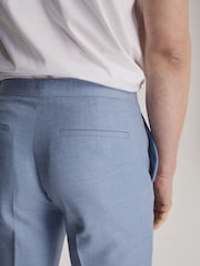 Harry Brown Blue Sandro Slim Fit Linen Look Suit Trousers - Image 6 of 8