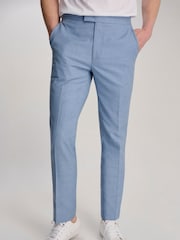 Harry Brown Blue Sandro Slim Fit Linen Look Suit Trousers - Image 8 of 8