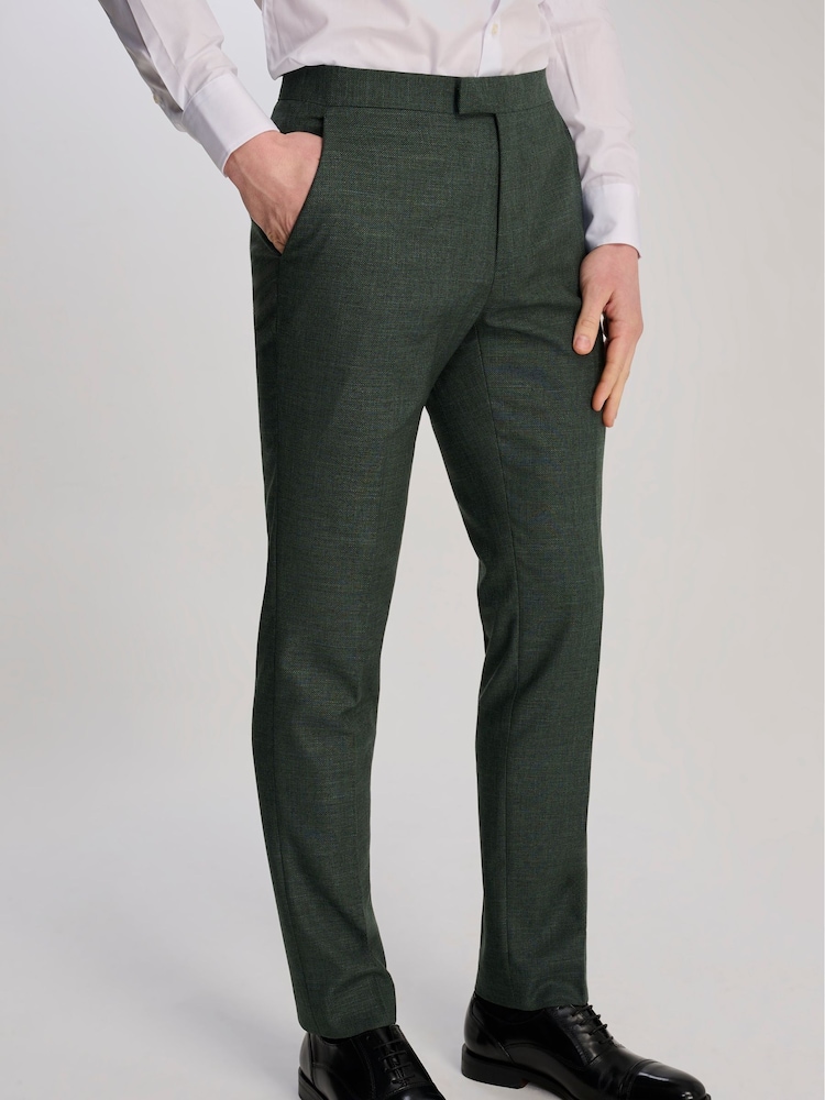Harry Brown Green Sandro Slim Fit Linen Look Suit Trousers - Image 1 of 8
