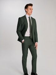 Harry Brown Green Sandro Slim Fit Linen Look Suit Trousers - Image 7 of 8