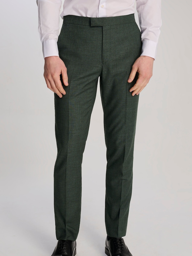 Harry Brown Green Sandro Slim Fit Linen Look Suit Trousers - Image 8 of 8