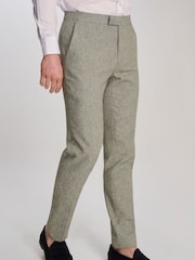 Harry Brown Green Giacomo Slim Fit Cotton Linen Suit Trousers - Image 1 of 9