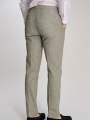 Harry Brown Green Giacomo Slim Fit Cotton Linen Suit Trousers - Image 3 of 9