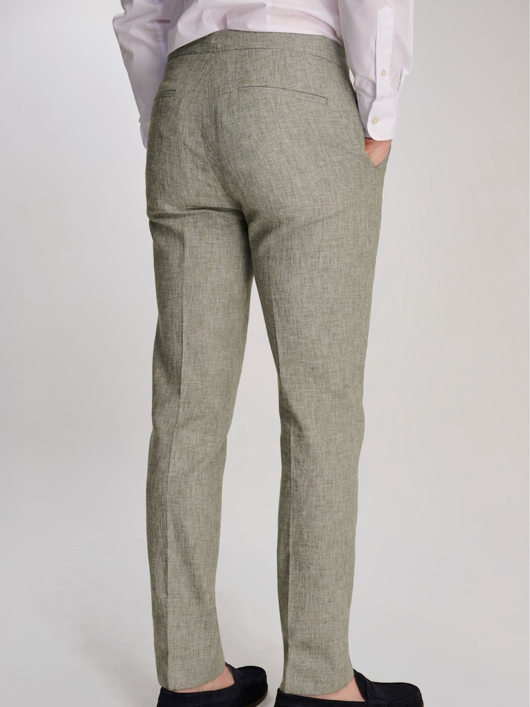 Verde - Harry Brown Giacomo Slim Fit Cotton Linen Suit Trousers - Image 3 of 9