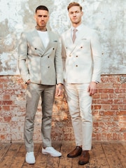 Harry Brown Green Giacomo Slim Fit Cotton Linen Suit Trousers - Image 4 of 9