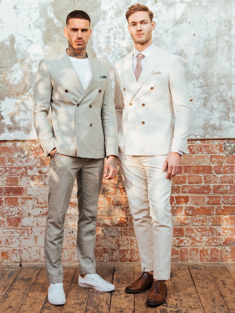 Verde - Harry Brown Giacomo Slim Fit Cotton Linen Suit Trousers - Image 4 of 9