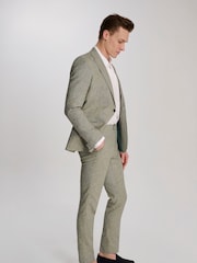 Harry Brown Green Giacomo Slim Fit Cotton Linen Suit Trousers - Image 5 of 9