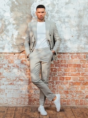 Harry Brown Green Giacomo Slim Fit Cotton Linen Suit Trousers - Image 6 of 9