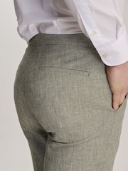 Harry Brown Green Giacomo Slim Fit Cotton Linen Suit Trousers - Image 7 of 9