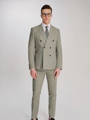 Harry Brown Green Giacomo Slim Fit Cotton Linen Suit Trousers - Image 8 of 9