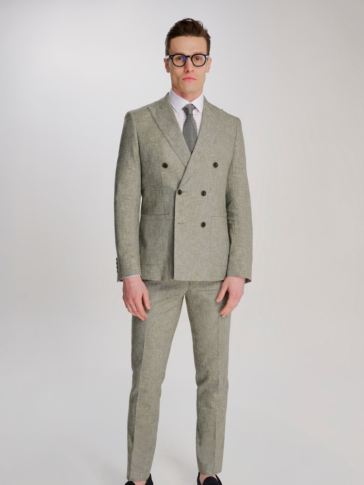Verde - Harry Brown Giacomo Slim Fit Cotton Linen Suit Trousers - Image 8 of 9
