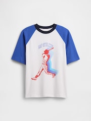 Gap White/Blue Varsity Crew Neck Short Sleeve T-Shirt (4-13yrs) - Image 1 of 2