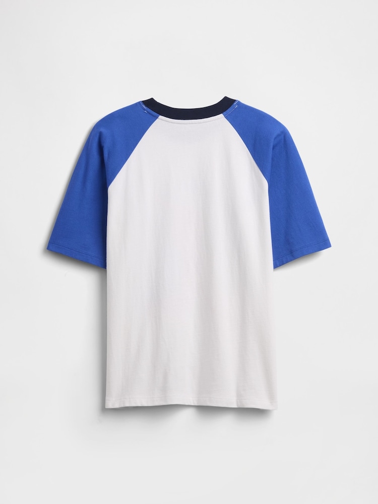 Gap White/Blue Varsity Crew Neck Short Sleeve T-Shirt (4-13yrs) - Image 2 of 2