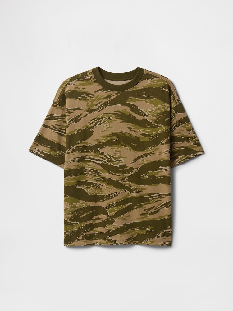 Gap Green Camo Heavyweight Short Sleeve T-Shirt (4-13yrs) - Image 1 of 2