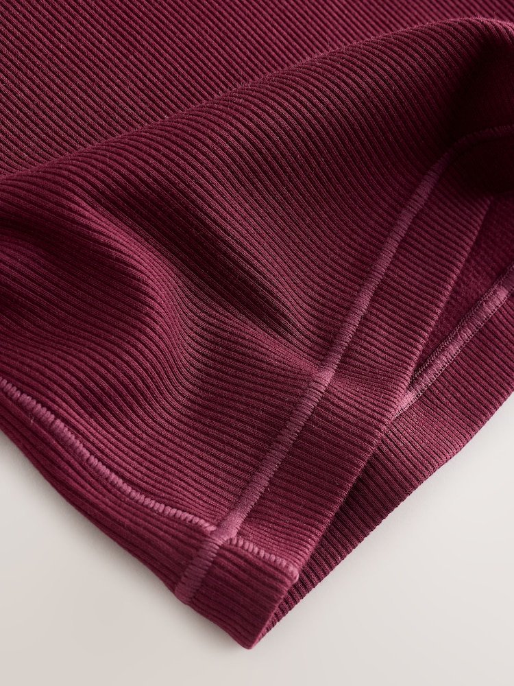 self. Burgundy Fitted Rib T-Shirt - Image 9 of 9 self. Burgundy Fitted Rib T-Shirt - Image 9 of 9