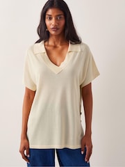 Monsoon Yellow Cloe Knitted Collar Top - Image 1 of 4