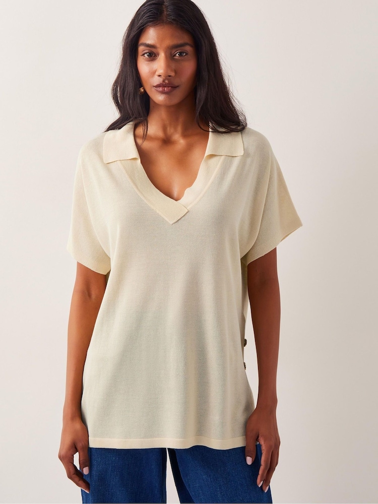Monsoon Yellow Cloe Knitted Collar Top - Image 1 of 4
