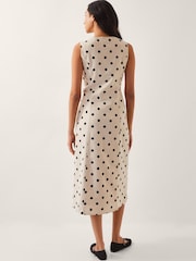Monsoon Natural Isabel Polka Dot Midi Dress - Image 2 of 3