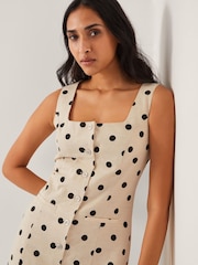 Monsoon Natural Isabel Polka Dot Midi Dress - Image 3 of 3