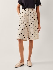 Monsoon Natural Isabel Polka Dot Longline Shorts - Image 2 of 4