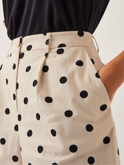 Monsoon Natural Isabel Polka Dot Longline Shorts - Image 3 of 4
