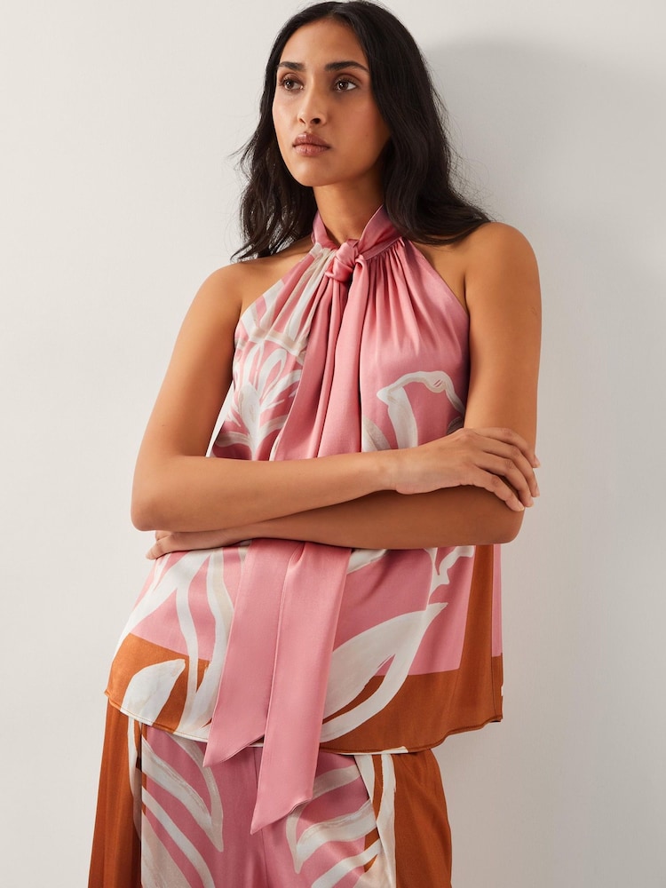 Monsoon Pink Tabitha Floral Print Halter Blouses - Image 1 of 5