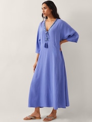 Monsoon Blue Leslie Embellished Maxi Kaftan - Image 1 of 4